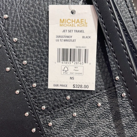 Michael Kors Jet Set Travel Large Studded Patchwork and Signature Logo Wallet - Picture 7 of 16